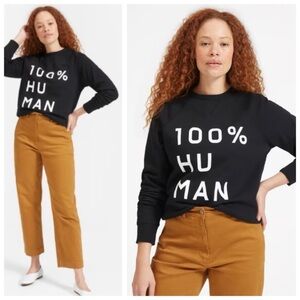 EVERLANE 100% Human Typeface Black & White Logo Crewneck Sweatshirt, sz. S